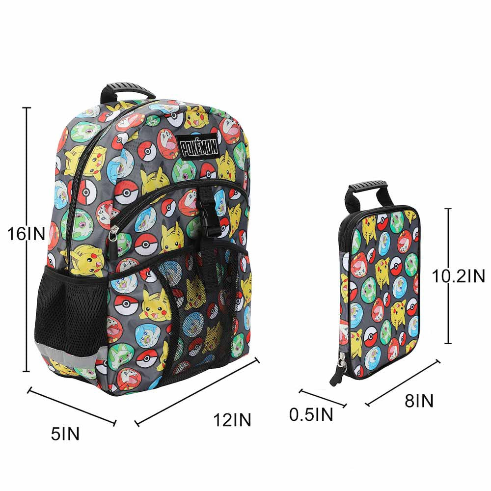 Pokemon Aop Youth Lunch Kit Backpack Set