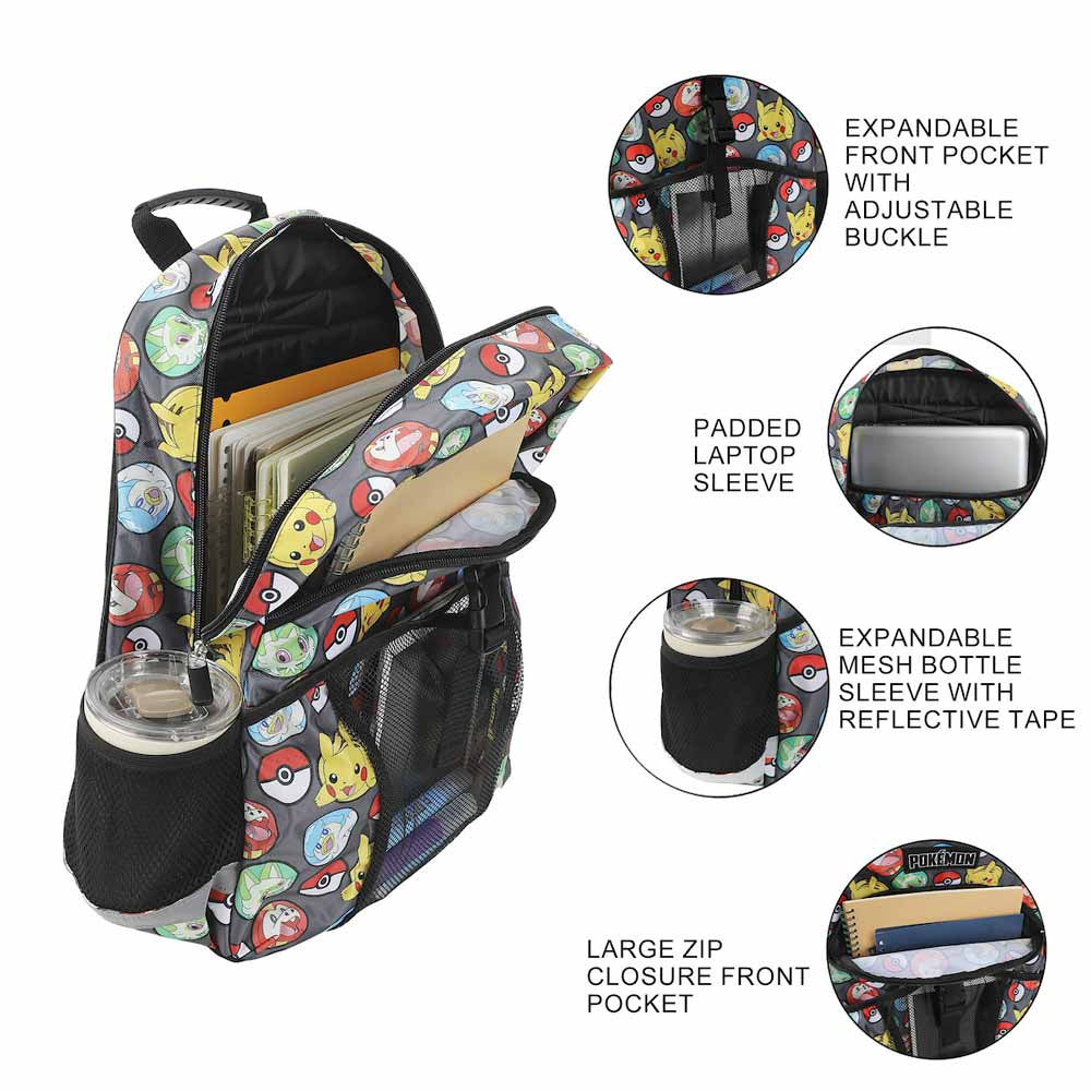 Pokemon Aop Youth Lunch Kit Backpack Set