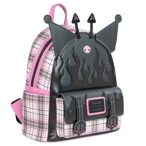 Sanrio Kuromi Flames and Plaid Mini-Backpack - Entertainment Earth Exclusive