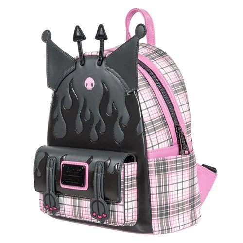 Sanrio Kuromi Flames and Plaid Mini-Backpack - Entertainment Earth Exclusive