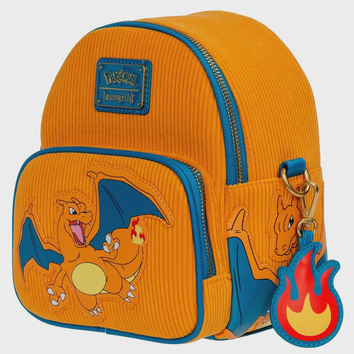 Pokemon Charizard Corduroy Convertible Mini Backpack   Entertainment Earth Exclusive