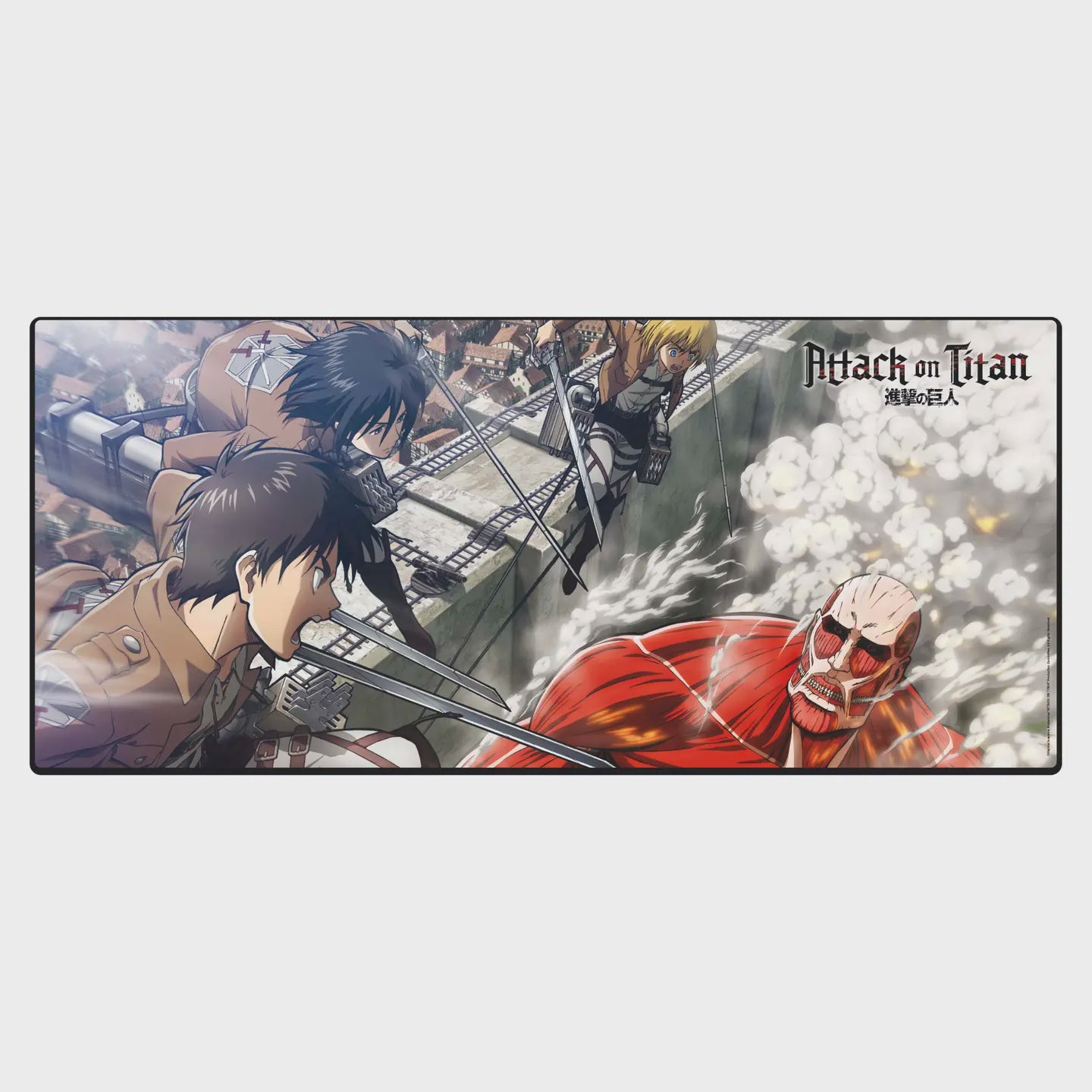 Attack On Titan Eren Vs Colossal Titan Xxl Mousepad 35 X 16
