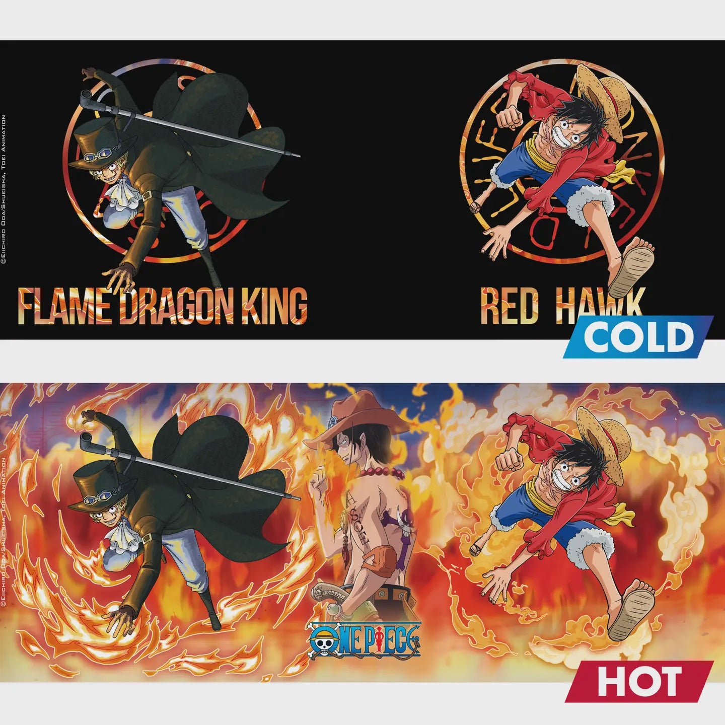 One Piece  Heat Change Mug Luffy  Sabo 16 Oz