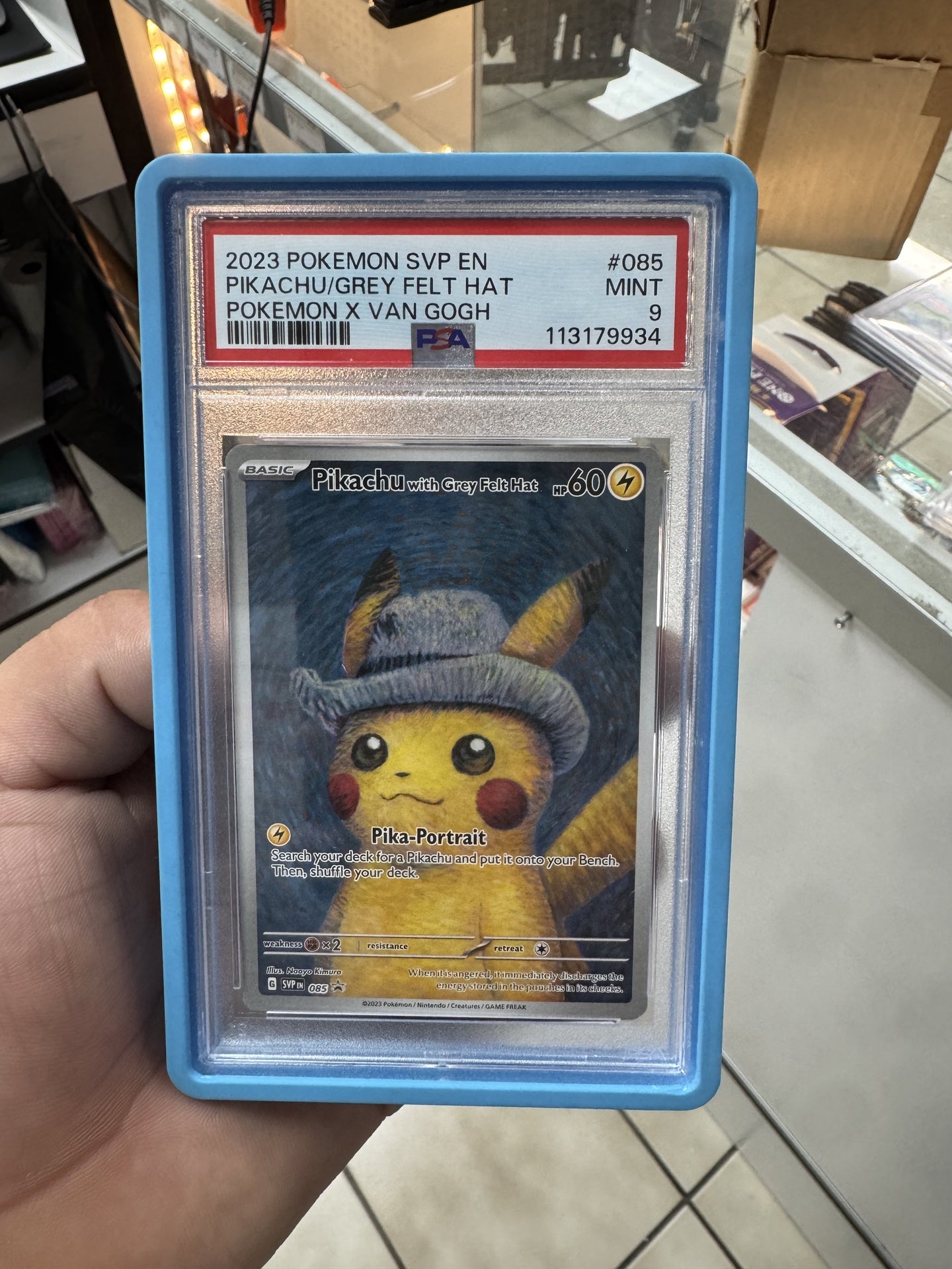 Pikachu W Grey Felt Hat Psa 9 Guard Included