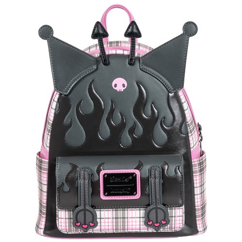 Sanrio Kuromi Flames and Plaid Mini-Backpack - Entertainment Earth Exclusive